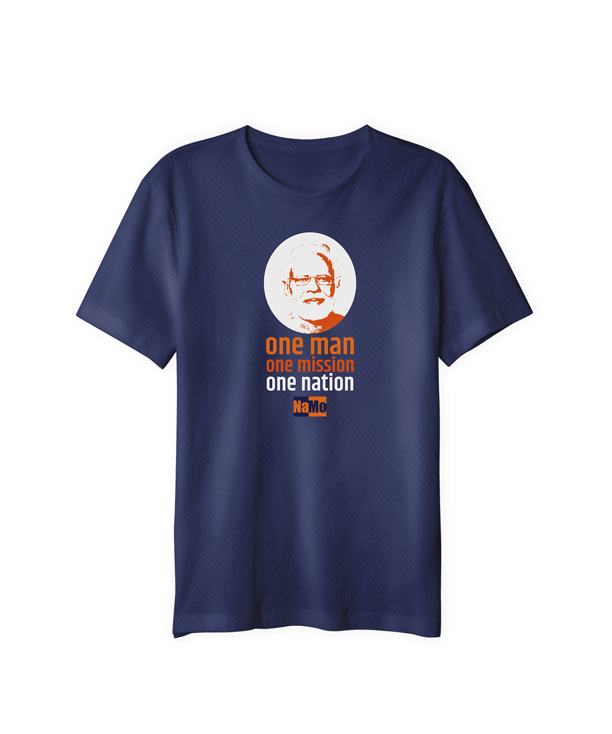 One Man One Mission One Nation Round Neck T-Shirt - Large (Navy)